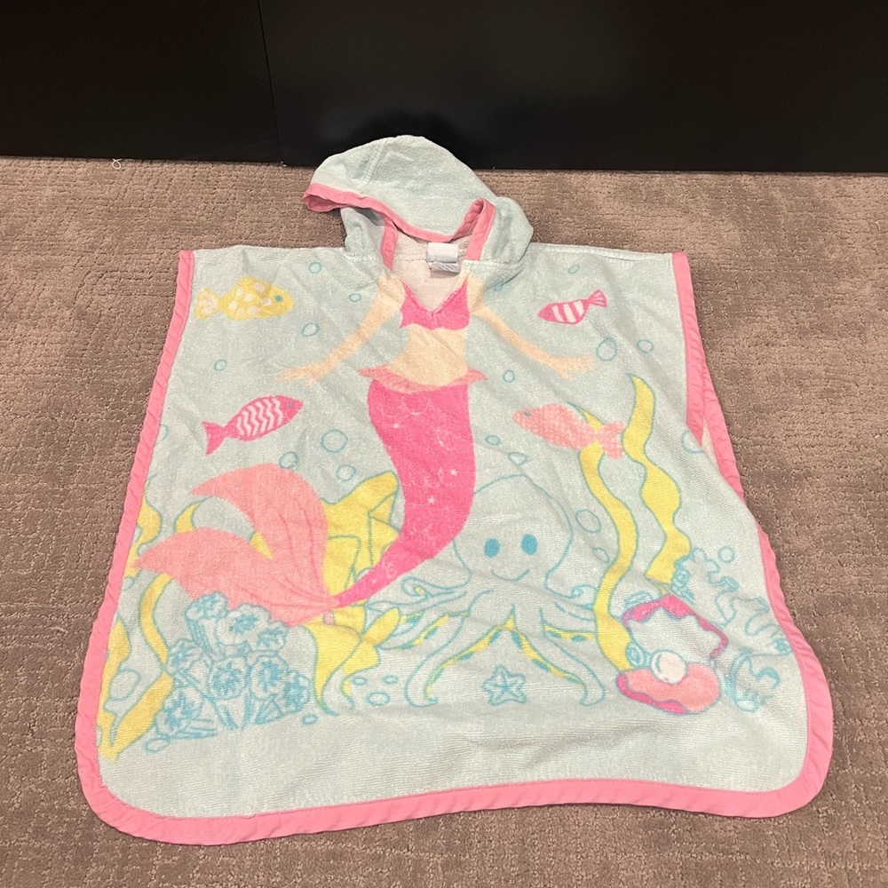 Kids Mermaid Hooded Swim Towel - Pink and Blue